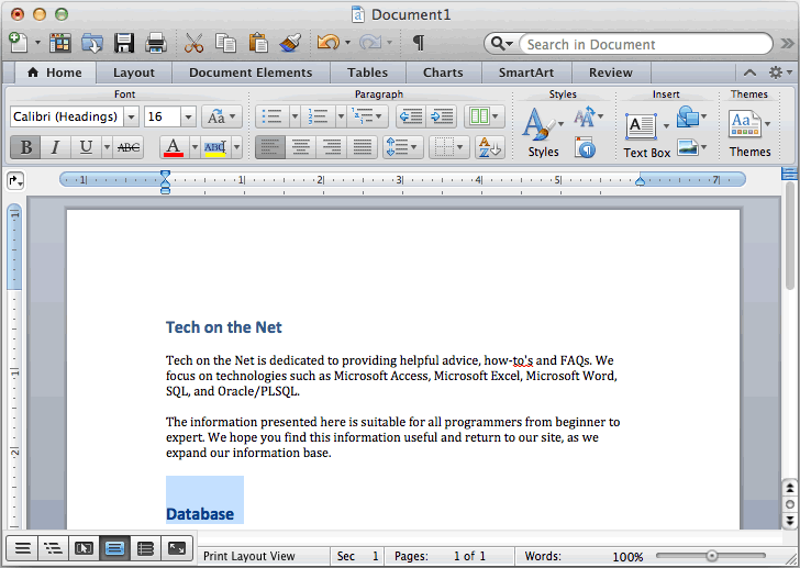 center text in the middle of the page in word for mac 2011